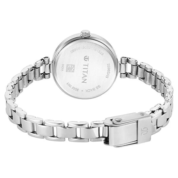 Titan 2598SM06 | Titan Lagan Pink Dial Analog Metal Strap Watch for Women