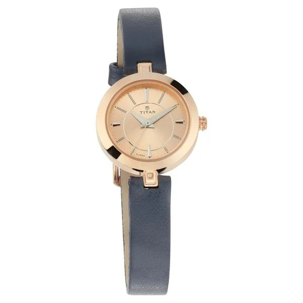 Titan 2598WL01 | Titan Quartz Analog Rose Gold Dial Leather Strap Watch for Women