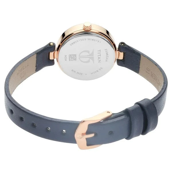 Titan 2598WL01 | Titan Quartz Analog Rose Gold Dial Leather Strap Watch for Women