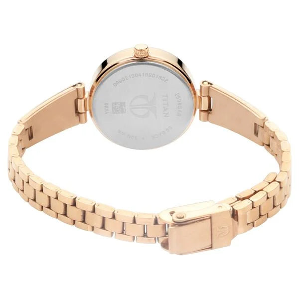 Titan 2598WM01 | Titan Quartz Analog Silver Dial Rose Gold Metal Strap Watch For Women
