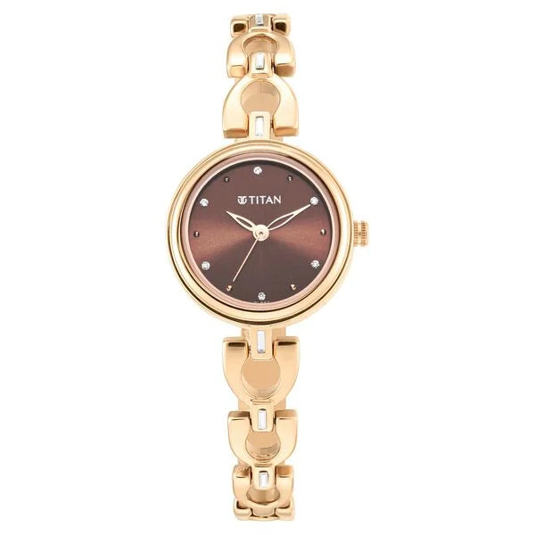 Titan 2601WM04 | Titan Lagan Brown Dial Analog Metal Strap Watch for Women