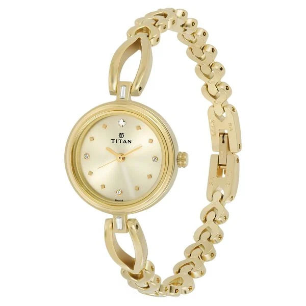 Titan 2601YM02 | Titan Quartz Analog Champagne Dial Metal Strap Watch for Women