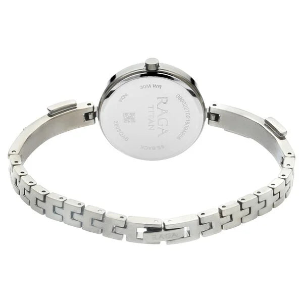 Titan 2606QM01 | Titan Raga Viva Mother of Pearl Dial Analog with Date Metal Strap Watch for Women