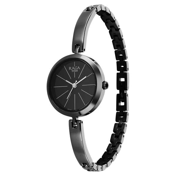 Titan 2606QM04 | Titan Raga Viva Quartz Analog Black Dial Grey Metal Strap Watch for Women