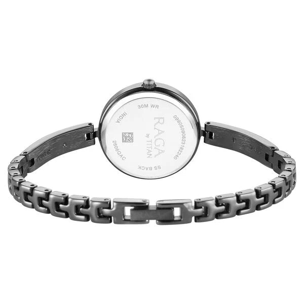 Titan 2606QM04 | Titan Raga Viva Quartz Analog Black Dial Grey Metal Strap Watch for Women