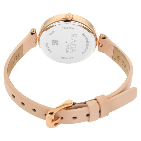 Titan 2606WL02 | Raga Women's Blossom Elegance Pastel Pink Dial & Leather Grace Watch