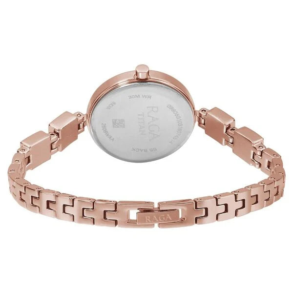 Titan 2606WM01 | Titan Raga Viva Rose Gold Dial Analog Metal Strap watch for Women