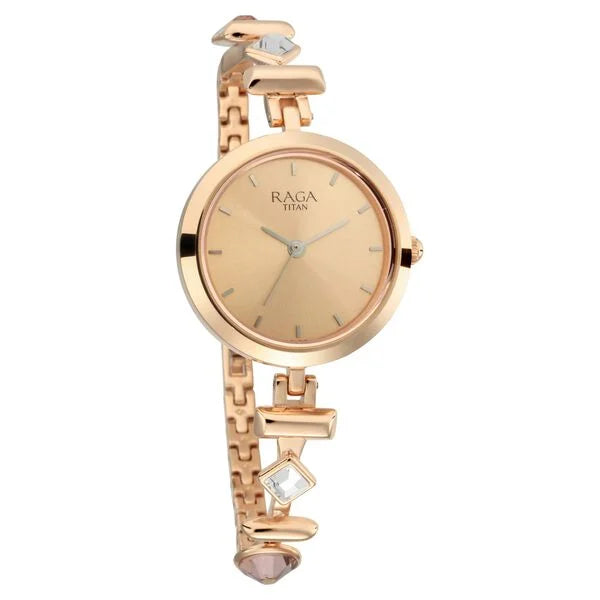Titan 2606WM06 | Titan Raga Facets Rose Gold Dial Women Watch With Stainless Steel Strap
