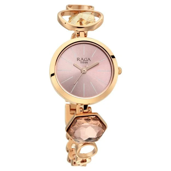 Titan 2606WM09 | Raga Women's Grace Watch: Mother of Pearl Dial & Ornate Bracelet