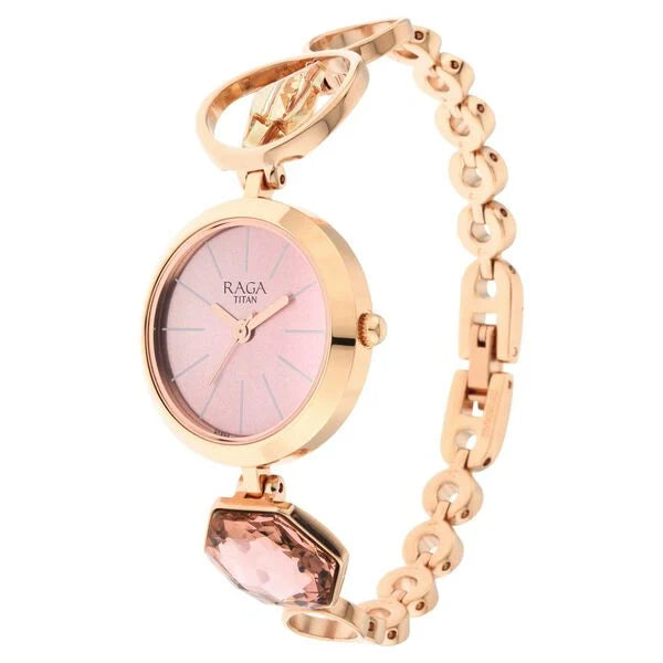 Titan 2606WM09 | Raga Women's Grace Watch: Mother of Pearl Dial & Ornate Bracelet