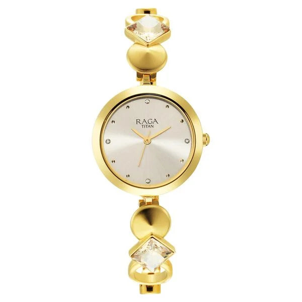 Titan 2606YM08 | Titan Raga Love All Champagne Dial Analog Metal Strap Watch for Women