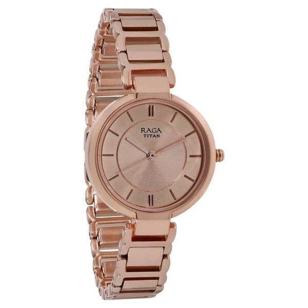Titan 2608WM01 | Raga Women's Sundial Gold Elegance: The Timeless Statement Watch