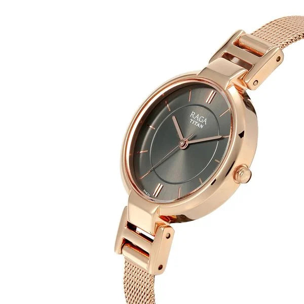 Titan 2608WM02 | Titan Raga Viva Anthracite Dial Women Watch With Metal Strap