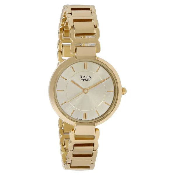 Titan 2608YM01 | Titan Raga Viva Champagne Dial Women Watch With Metal Strap
