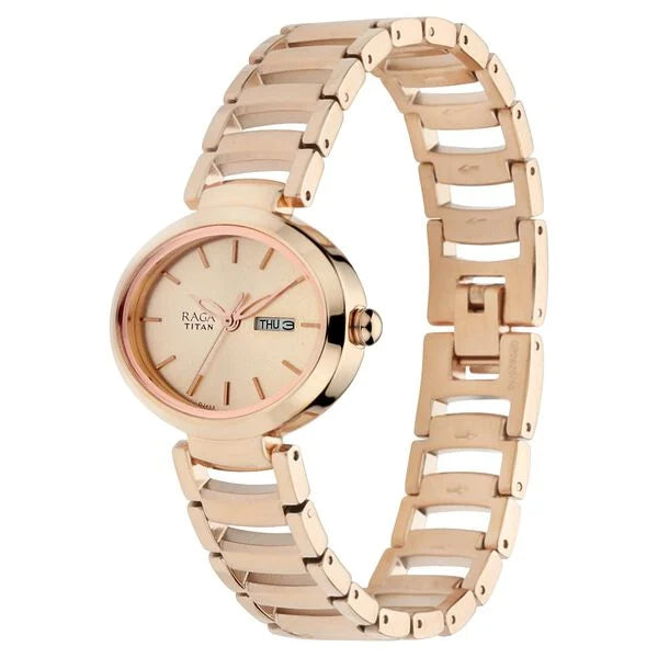 Titan 2620WM01 | Titan Raga Viva Rose Gold Dial Women Watch With Metal Strap