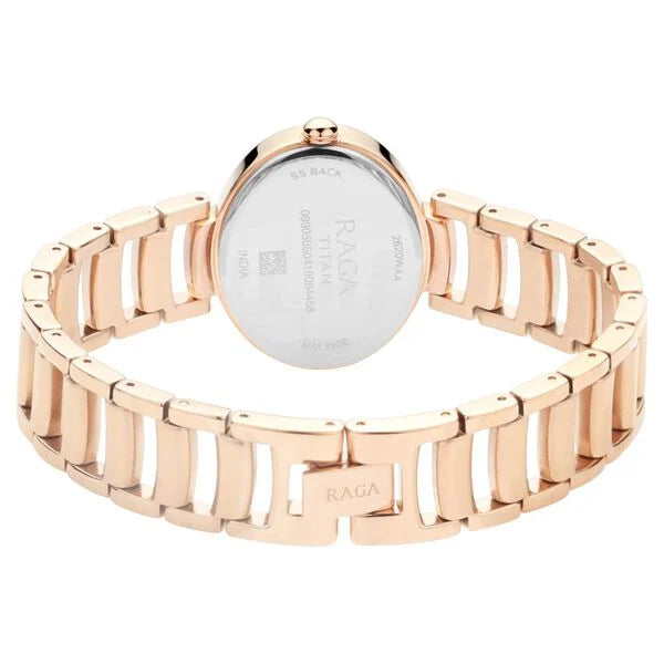Titan 2620WM01 | Titan Raga Viva Rose Gold Dial Women Watch With Metal Strap