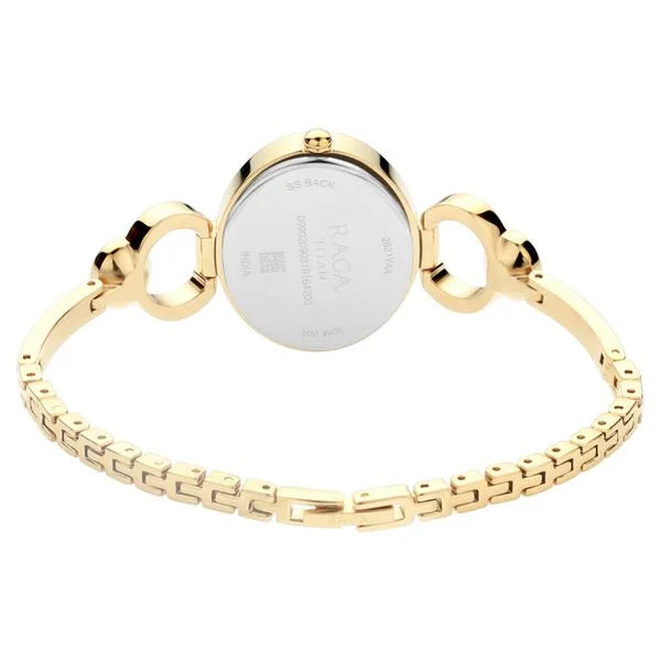 Titan 2621YM01 | Titan Raga Viva Champagne Dial Analog with Day and Date Metal Strap watch for Women