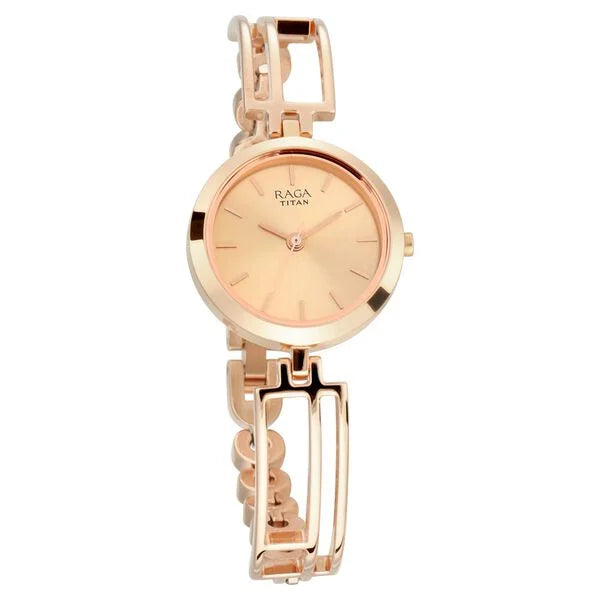 Titan 2622WM01 | Titan Raga Viva Rose Gold Metal Analog Strap Watch for Women