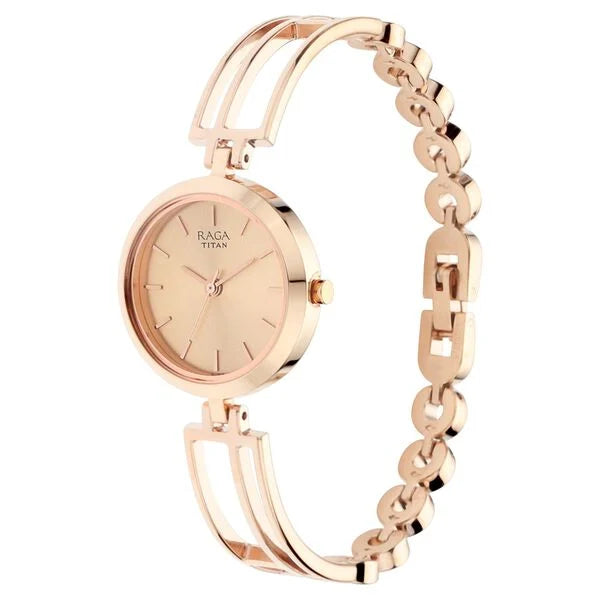 Titan 2622WM01 | Titan Raga Viva Rose Gold Metal Analog Strap Watch for Women