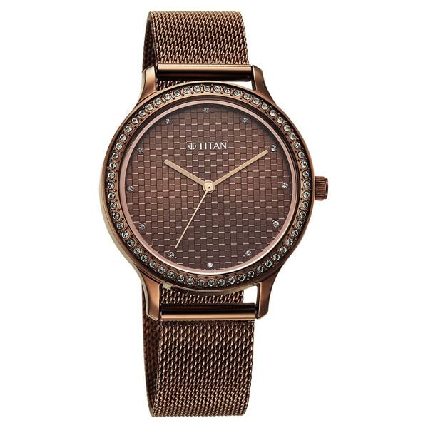 Titan 2634QM03 | Titan Purple Superheads Quartz Analog Brown Dial Brown Stainless Steel Strap Watch For Women