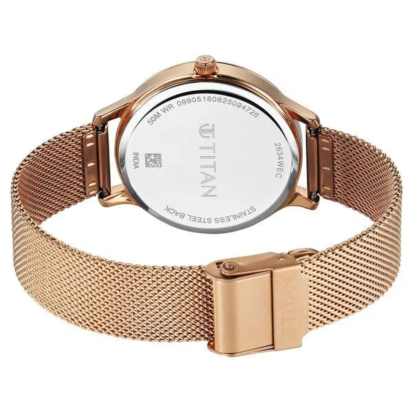 Titan 2634WM06 | Titan Purple Superheads Quartz Analog Rose Gold Dial Rose Gold Stainless Steel Strap Watch For Women
