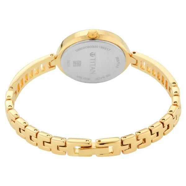 Titan 2637YM01 | Titan Quartz Analog Golden Dial Metal Strap Watch for Women