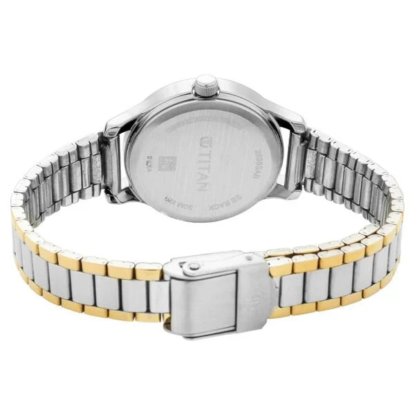 Titan 2638BM01 | Titan Quartz Analog with Date Silver Dial Metal Strap Watch for Women