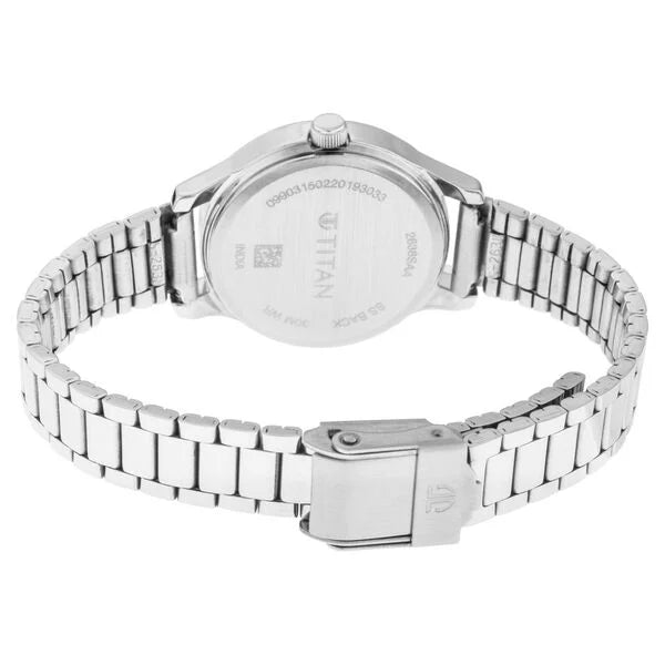 Titan 2638SM01 | Titan Quartz Analog with Date Blue Dial Metal Strap Watch for Women
