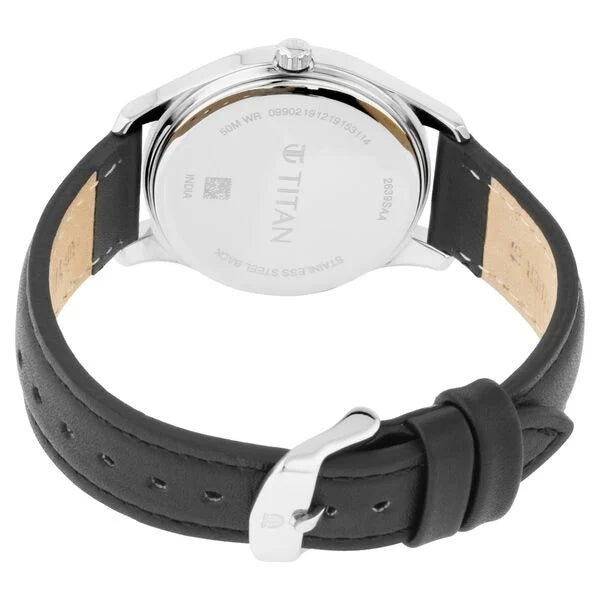 Titan 2639SL01 | Titan Workwear Black Dial Women Watch With Leather Strap