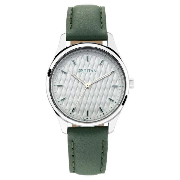Titan 2639SL04 | Titan Workwear White Dial Analog Leather Strap watch for Women