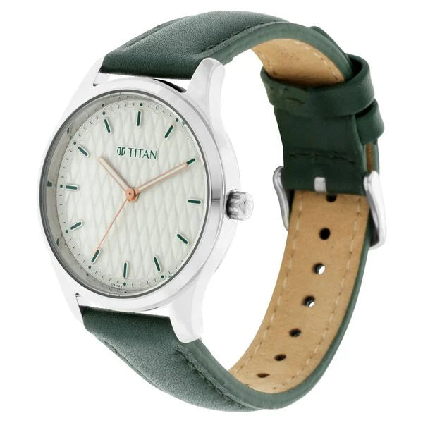Titan 2639SL04 | Titan Workwear White Dial Analog Leather Strap watch for Women