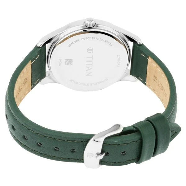Titan 2639SL04 | Titan Workwear White Dial Analog Leather Strap watch for Women