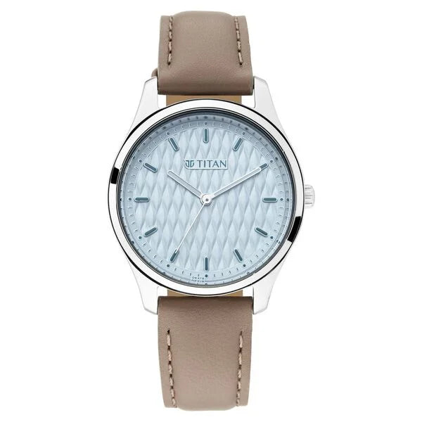 Titan 2639SL05 | Titan Workwear Blue Dial Women Watch With Leather Strap