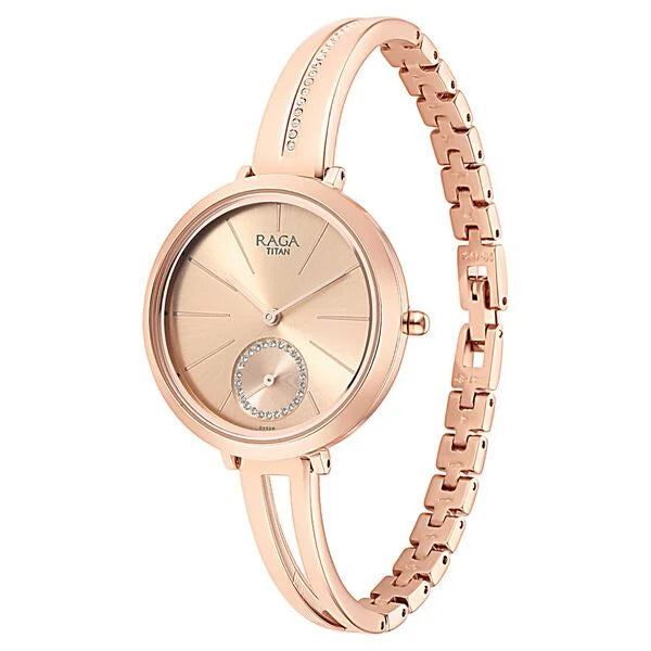 Titan 2647WM01 | Titan Raga Viva Quartz Analog Rose Gold Dial Rose Gold Metal Strap Watch For Women