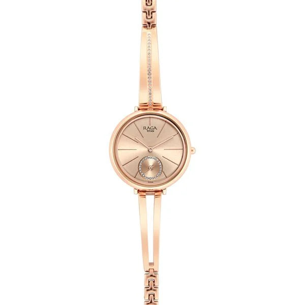 Titan 2647WM01 | Titan Raga Viva Quartz Analog Rose Gold Dial Rose Gold Metal Strap Watch For Women