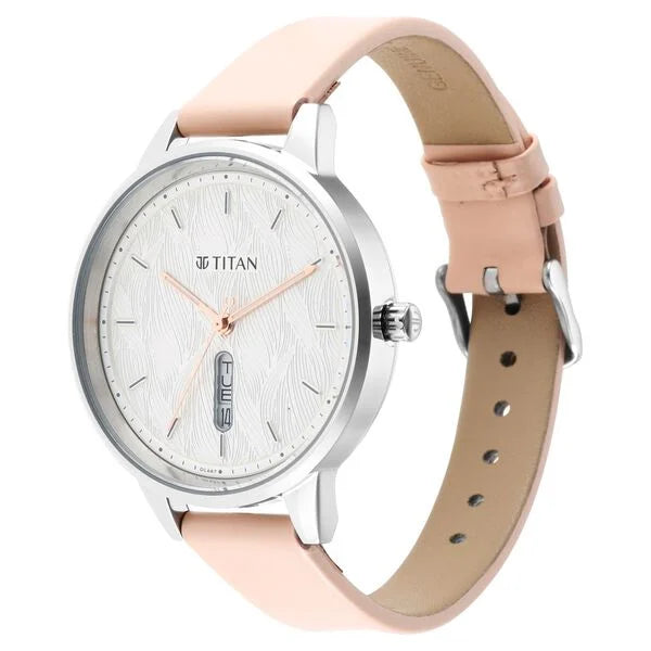 Titan 2648SL03 | Titan Women's Precision Simplicity Watch: Silver Gradient Dial with Leather Strap