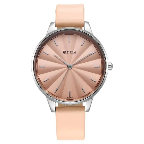 Titan 2648SL07 | Titan Neo Pink Dial Analog Leather Strap Watch for Women