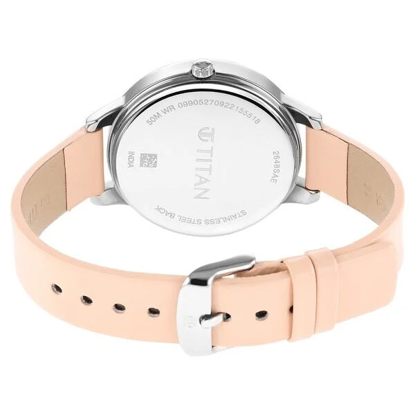 Titan 2648SL07 | Titan Neo Pink Dial Analog Leather Strap Watch for Women