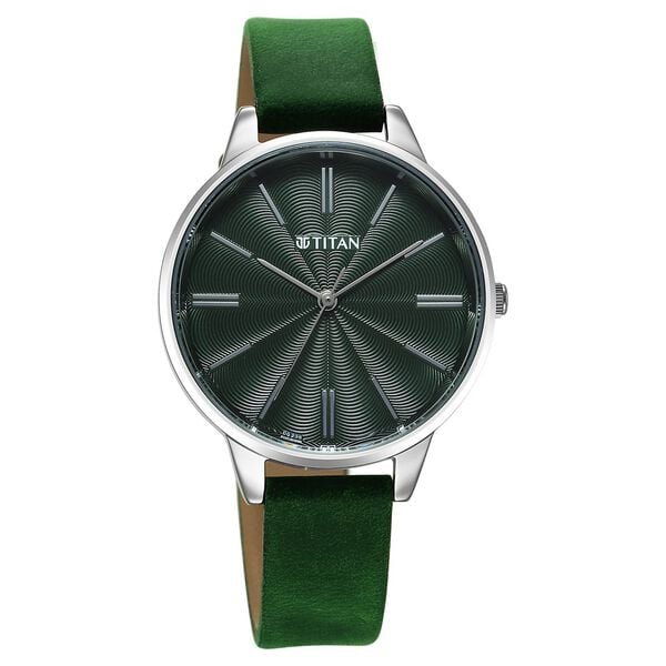 Titan 2648SL11 | Titan Neo Quartz Analog Green Dial Leather Strap Watch For Women