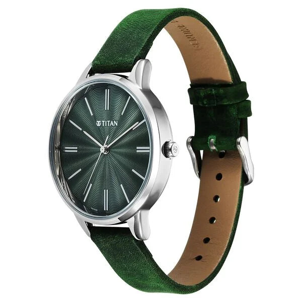 Titan 2648SL11 | Titan Neo Quartz Analog Green Dial Leather Strap Watch For Women