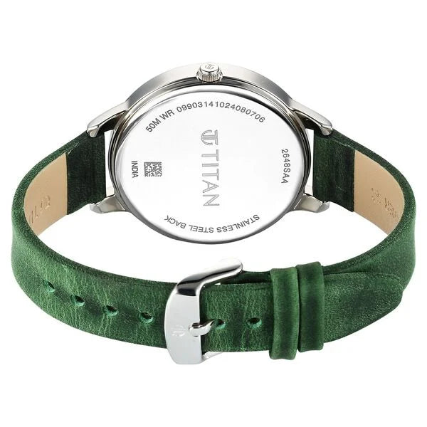 Titan 2648SL11 | Titan Neo Quartz Analog Green Dial Leather Strap Watch For Women