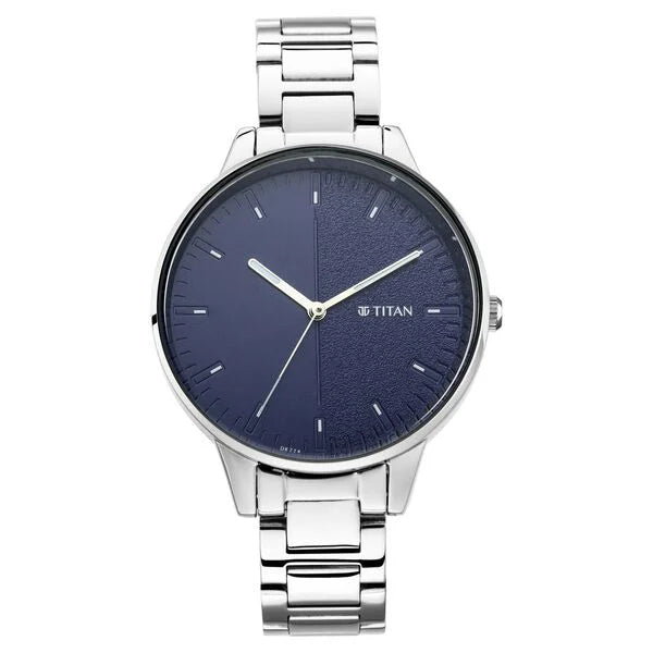 Titan 2648SM01 | Titan Women's Precision Simplicity Watch: Blue Gradient Dial with Metal Strap