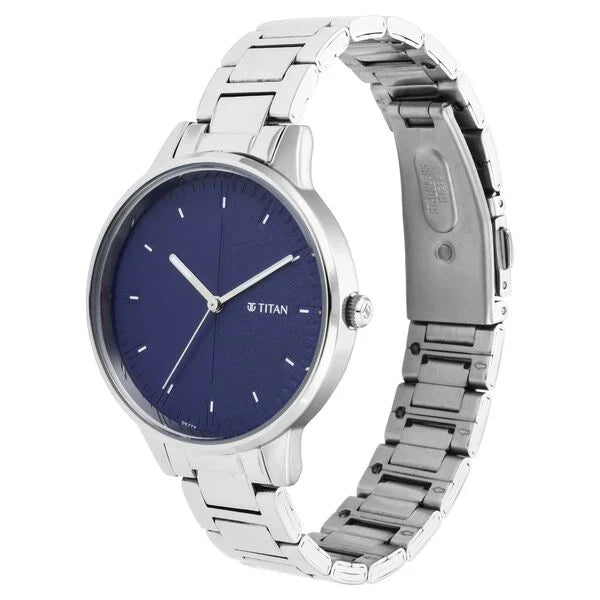 Titan 2648SM01 | Titan Women's Precision Simplicity Watch: Blue Gradient Dial with Metal Strap