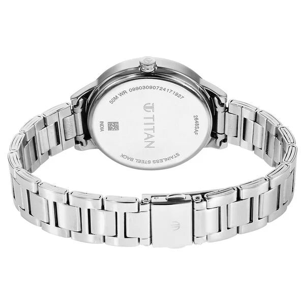 Titan 2648SM13 | Titan Razzle Dazzle Quartz Analog with Day and Date Pink Dial Silver Stainless Steel Strap Watch For Women