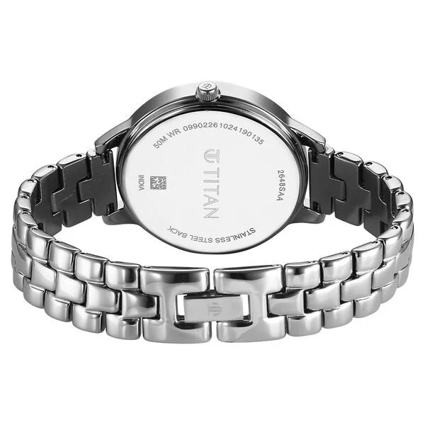 Titan 2648SM14 | Titan Neo Quartz Analog Rose Gold Dial Silver Metal Strap Watch For Women