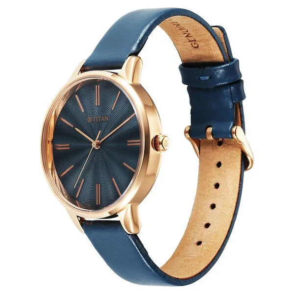 Titan 2648WL08 | Titan Neo Quartz Analog Blue Dial Leather Strap Watch For Women