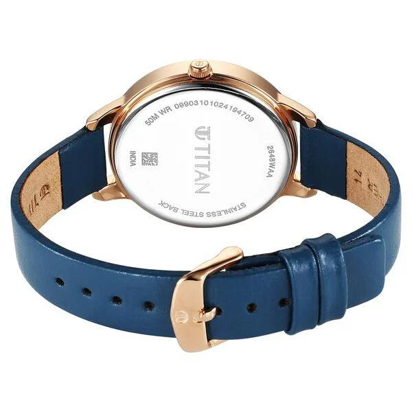 Titan 2648WL08 | Titan Neo Quartz Analog Blue Dial Leather Strap Watch For Women