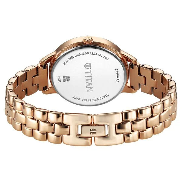Titan 2648WM10 | Titan Neo Quartz Analog Grey Dial Rose Gold Metal Strap Watch For Women