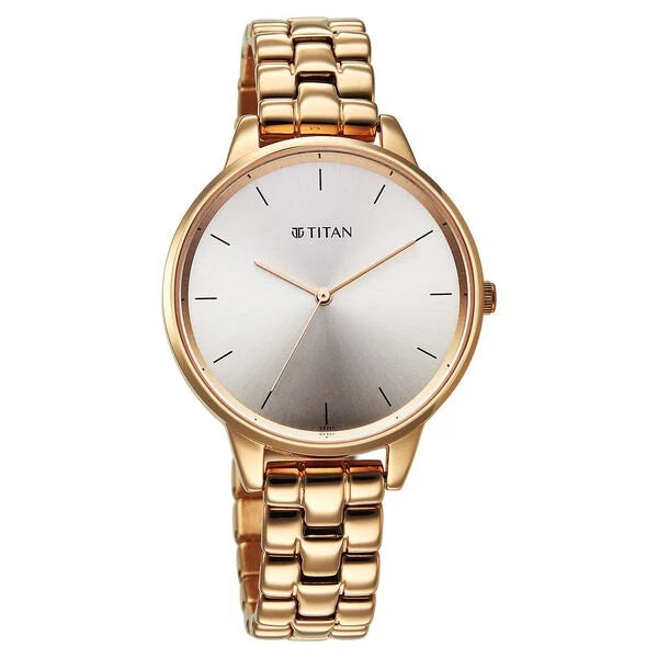 Titan 2648WM12 | Titan Neo Quartz Analog Grey Dial Rose Gold Metal Strap Watch For Women