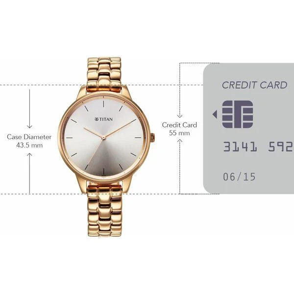Titan 2648WM12 | Titan Neo Quartz Analog Grey Dial Rose Gold Metal Strap Watch For Women